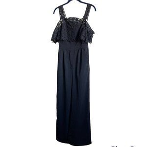 4/$25 Moon River Anthropologie Jumpsuit Wide Leg Black Lace‎ Pocket Womens Sz XS